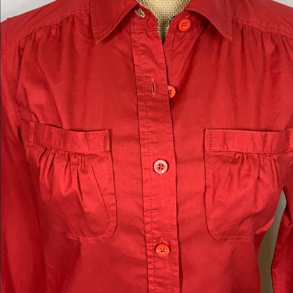 North Face Cranberry Button Down Small - image 2